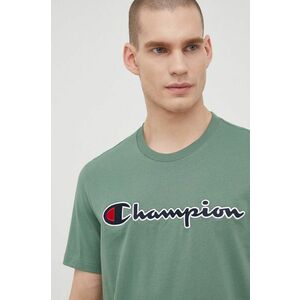 Bavlnené tričko Champion 217814 zelená farba, s nášivkou vyobraziť