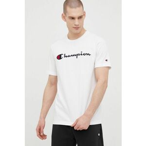 Bavlnené tričko Champion 217814 biela farba, s nášivkou vyobraziť