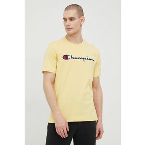 Bavlnené tričko Champion 217814 žltá farba, s nášivkou vyobraziť