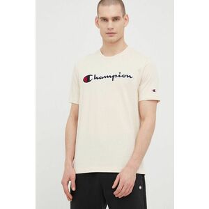 Bavlnené tričko Champion 217814 béžová farba, s nášivkou vyobraziť