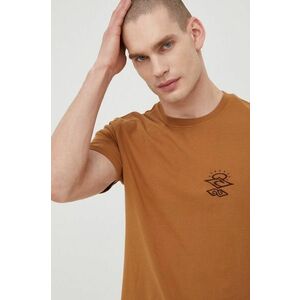 Bavlnené tričko Rip Curl zlatá farba, s nášivkou vyobraziť
