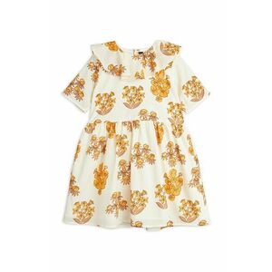 Dievčenské bavlnené šaty Mini Rodini béžová farba, mini, áčkový strih vyobraziť