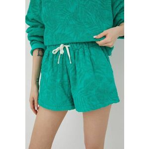 Bavlnené šortky Billabong dámske, zelená farba, jednofarebné, vysoký pás vyobraziť