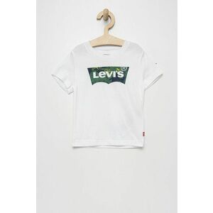 Detské bavlnené tričko Levi's biela farba, s potlačou vyobraziť