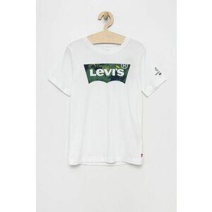 Detské bavlnené tričko Levi's biela farba, s potlačou vyobraziť