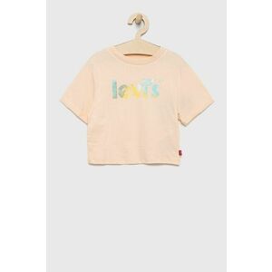 Detské bavlnené tričko Levi's ružová farba, vyobraziť