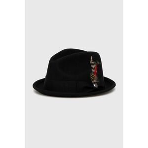 Vlnený klobúk Brixton čierna farba, vlnený vyobraziť