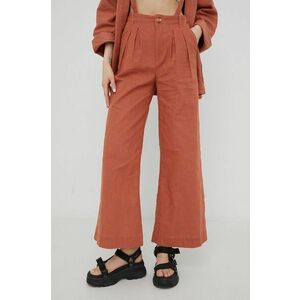 Bavlnené nohavice Billabong Billabong X Madi dámske, oranžová farba, široké, vysoký pás vyobraziť