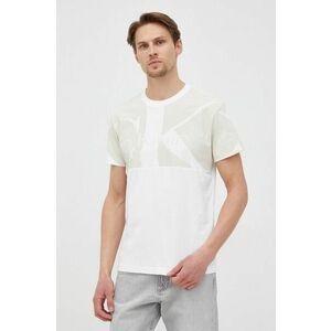 Bavlnené tričko Calvin Klein Jeans biela farba, vzorované vyobraziť
