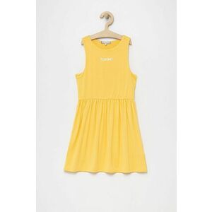 Dievčenské šaty Tommy Hilfiger žltá farba, mini, áčkový strih vyobraziť