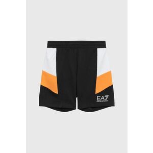 Detské bavlnené šortky EA7 Emporio Armani čierna farba, vyobraziť