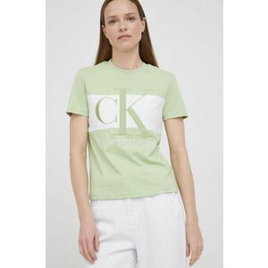 Bavlnené tričko Calvin Klein Jeans zelená farba, vyobraziť