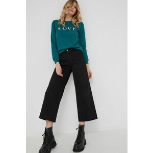Nohavice Answear Lab dámske, čierna farba, strih culottes, vysoký pás vyobraziť