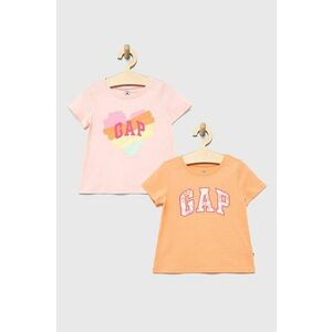Detské bavlnené tričko GAP (2-pak) oranžová farba, vyobraziť