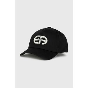 Bavlnená čiapka Emporio Armani čierna farba, s nášivkou vyobraziť