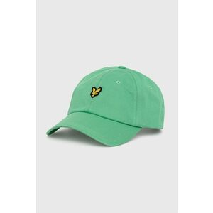 Bavlnená čiapka Lyle & Scott zelená farba, jednofarebná vyobraziť