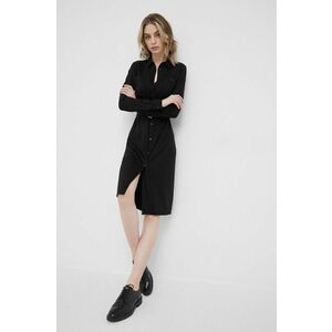 Šaty Calvin Klein čierna farba, mini, rovný strih vyobraziť