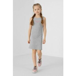 Dievčenské šaty 4F šedá farba, mini, rovný strih vyobraziť