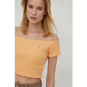 Tričko Tommy Jeans dámsky, oranžová farba, vyobraziť