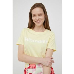 Bavlnené tričko Wrangler žltá farba, vyobraziť