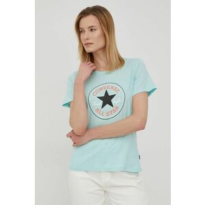 Bavlnené tričko Converse tyrkysová farba, vyobraziť