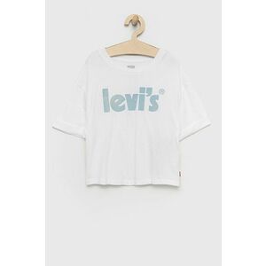 Detské bavlnené tričko Levi's biela farba, vyobraziť