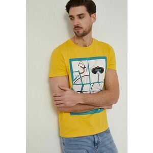 Bavlnené tričko Medicine žltá farba, s potlačou vyobraziť