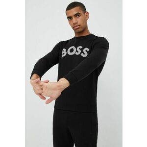 Mikina BOSS Boss Athleisure pánska, čierna farba, s potlačou vyobraziť