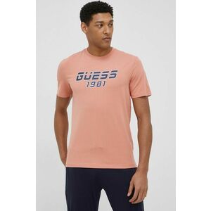Tričko Guess pánske, oranžová farba, s potlačou vyobraziť