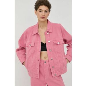 Rifľová bunda Gestuz dámska, ružová farba, prechodná, oversize vyobraziť