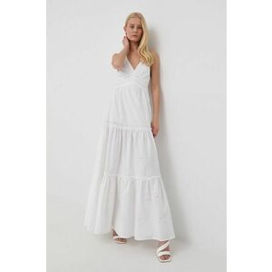 Bavlnené šaty Pinko biela farba, maxi, áčkový strih vyobraziť