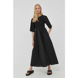 Bavlnené šaty Gestuz čierna farba, maxi, áčkový strih vyobraziť