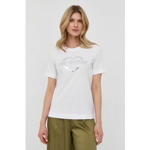 Bavlnené tričko Love Moschino biela farba, vyobraziť