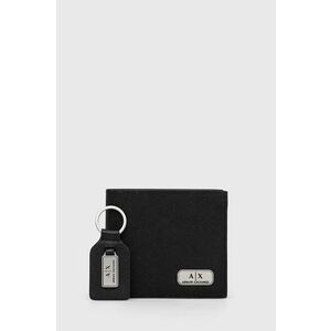 Peňaženka + kľúčenka Armani Exchange pánsky, čierna farba vyobraziť
