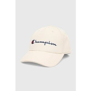 Bavlnená čiapka Champion 805550 béžová farba, s nášivkou vyobraziť