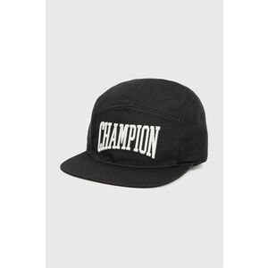 Bavlnená čiapka Champion 805554 čierna farba, s nášivkou vyobraziť