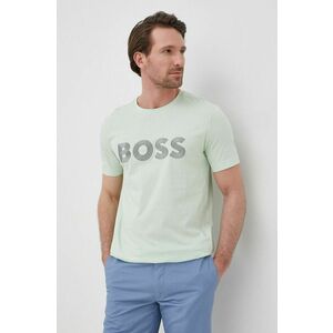 Bavlnené tričko BOSS Boss Athleisure zelená farba, s potlačou vyobraziť