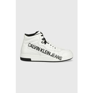 Kožené tenisky Calvin Klein Jeans biela farba vyobraziť