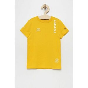 Detské tričko Tommy Hilfiger žltá farba, s potlačou vyobraziť