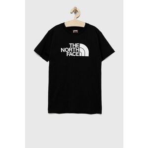 Detské bavlnené tričko The North Face čierna farba, s potlačou vyobraziť