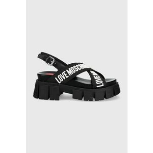 Sandále Love Moschino dámske, čierna farba, na platforme vyobraziť