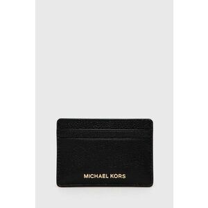 Kožené puzdro na karty MICHAEL Michael Kors dámsky, čierna farba vyobraziť