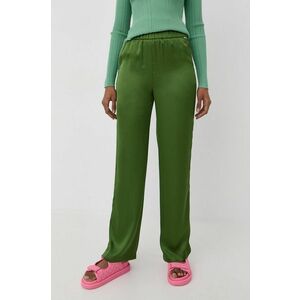 Nohavice Liu Jo dámske, zelená farba, rovné, vysoký pás vyobraziť