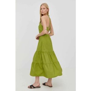 Bavlnené šaty Patrizia Pepe zelená farba, maxi, áčkový strih vyobraziť