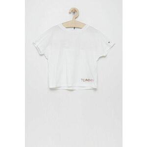 Detské bavlnené tričko Tommy Hilfiger biela farba, vyobraziť