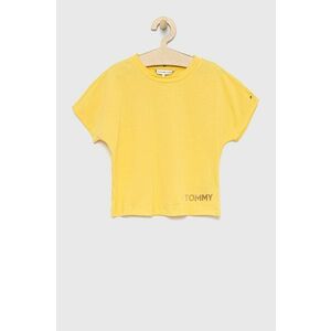 Detské bavlnené tričko Tommy Hilfiger žltá farba, vyobraziť