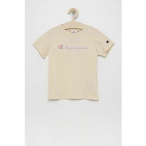 Detské bavlnené tričko Champion 404336 béžová farba, vyobraziť