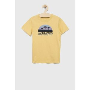 Detské bavlnené tričko Jack & Jones žltá farba, s potlačou vyobraziť
