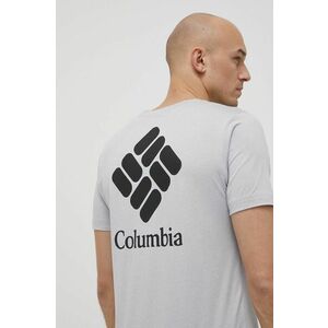 Športové tričko Columbia Tech Trail Graphic šedá farba, s potlačou vyobraziť