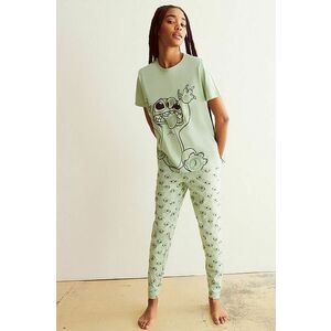 Pyžamové nohavice Undiz dámske, zelená farba, bavlnená vyobraziť